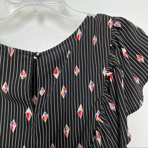 Anthropologie Eri + Ali Black and White Striped 3D Diamond Pattern - Picture 6 of 7